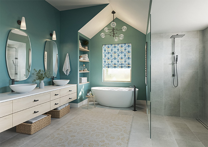 Faded Glamour, China Blue White - Roman Blind - Image 6
